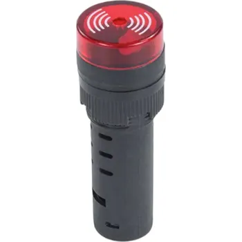LED kontrolka s bzučákem AD16-16SM, pro průměr otvoru 16mm Červená 220-250 V AC