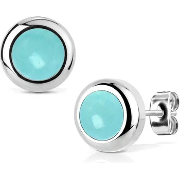 Náušnice NUBIS® Ocelové náušnice tyrkysový kámen 8mm - NB020-08