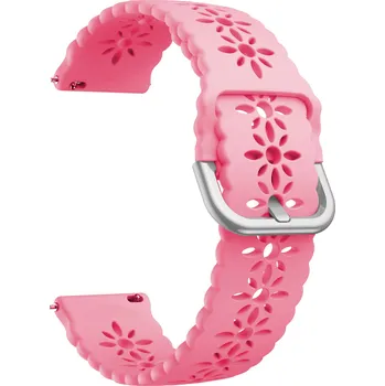 Chytré hodinky Řemínek s perforováním a přezkovým zapínáním 22mm Barevná varianta: Luminiscenční růžová se stříbrnou přezkou