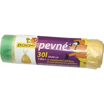 Pytle na odpadky Vipor Ekonomy pevné zatahovací sáčky na odpad žluté 30 l 15 ks