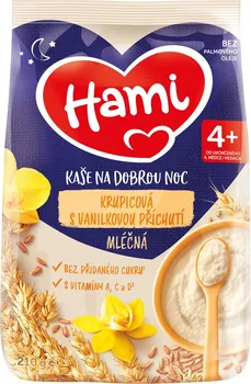 Dětská kaše Hami Mléčná krupicová kaše na dobrou noc 210 g vanilková