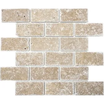 Obklad Kamenná mozaika cihla Inula Noche starožitná hnědá 30,6x30,6 cm