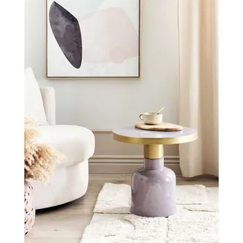 Obývací pokoj Boční stůl Fialová mosaz Železná 45 x 45 x 45 cm Kulatý vrchol Oválný tvar Káva Koncová konzole Obývací pokoj Ložnice Moderní Beliani