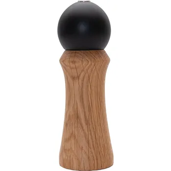 Mlýnek na koření Ručně vyráběný mlýnek na pepř Roundie, dub, olej a černý lak