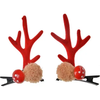 Set 2 ks sponek do vlasů s červenými parohy a houbičkou