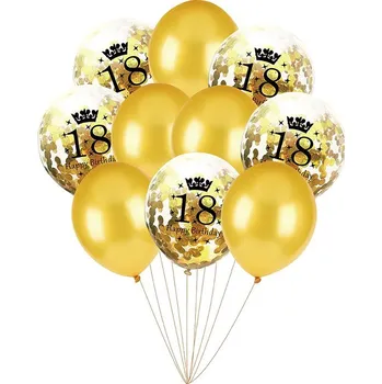 Balónek Party Pal Sada k 18. narozeninám zlatý s konfetami 10 ks