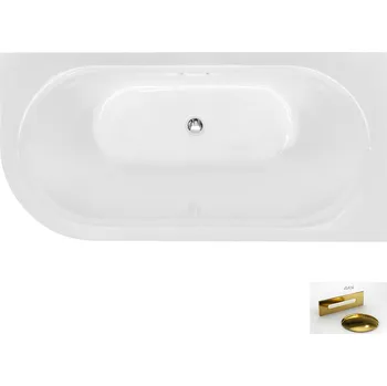 Vana Besco Akrylátová volně stojící vana Avita A-Line CC/SP 150x75 (160x75, 170x75), s přepadem Rozměry (cm): 170x75, Typ a barva výpustě: Alcaplast Click-Clack se šterbinovým přepadem, zlatá, Orientace: Pravá