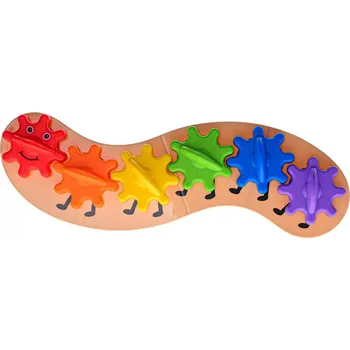 Hračka pro nejmenší Duhová housenka ozubená kolečka 35 x 12 x 4,5 cm