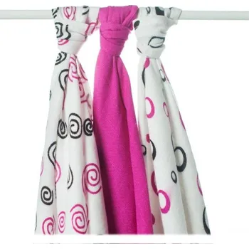 Plena Kikko pleny Bambusová linie kolekce Spirals&Bubbles 70x70 cm Mix 3 ks Barva: Magenta