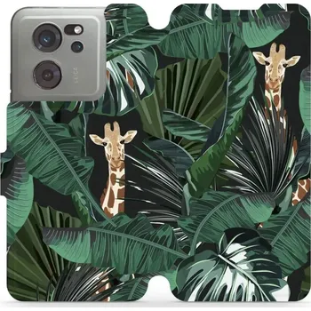 Pouzdro na mobilní telefon Flipové pouzdro Mobiwear - Xiaomi 13T / 13T Pro - VP06P Žirafky (Knížkové flip pouzdro, obal, kryt na mobil Xiaomi 13T / 13T Pro - VP06P Žirafky, materiál Umělá kůže + TPU - ochrana 360°, stojánek, silikonová vanička, magnetické zavírání)