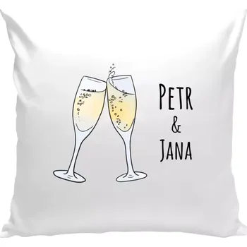 Polštář Polštář bílý 40x40 cm Skleničky se jmény