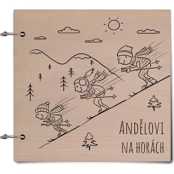 Fotokniha Dřevěné album se sponami Na horách