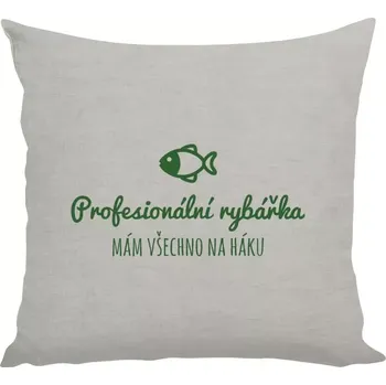 Polštář Polštář lněný 40x40 cm Profesionální rybářka