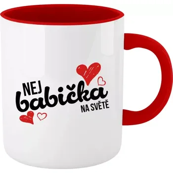 Hrnek pro babičku - Nej babička na světě - červený vnitřek a ucho 330 ml