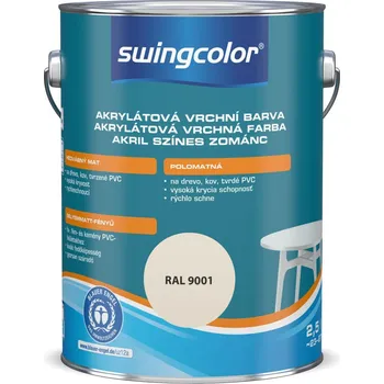 Lak na dřevo Swingcolor Bílý email, krémově bílý, polomatný, 2,5 l 6171 2,5L 9001