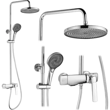 Rea Rebel, sprchový-vanový set s dešťovou a ruční sprchovou hlavicí, chromová, REA-P2415