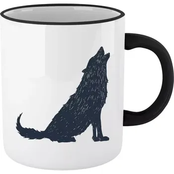 Hrnek pro milovníky lesa - Vlk - černý lem a ucho 330 ml