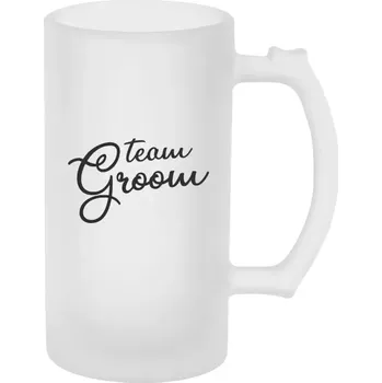 Sklenice Půllitr skleněný matný Team Groom - nápis