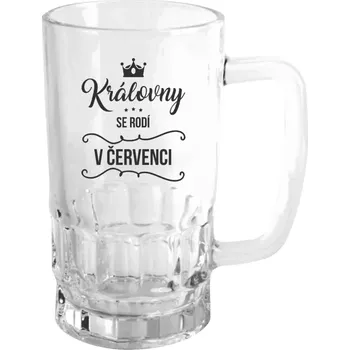 Sklenice Narozeninový půllitr - Královny se rodí v měsíci ... - čirý