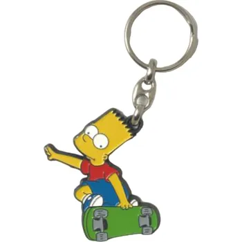 Přívěsek na klíče Simpsonovi Bart na skateboardu kovový včetně kroužku na klíče