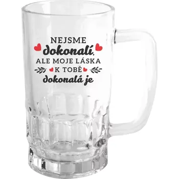 Sklenice Půllitr pro páry - Nejsme dokonalí, ale moje láska k tobě dokonalá je - čirý