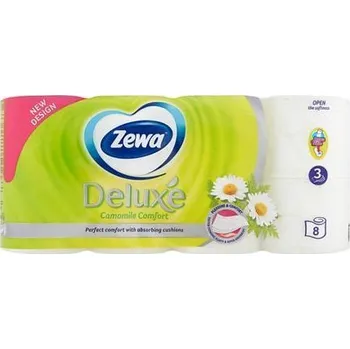 Toaletní papíry Toaletní papír Deluxe, heřmánek, 3vrstvý, 8 rolí, ZEWA 40865/3070 ,balení 8 ks ZEWA