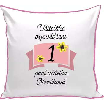 Polštář Polštář barevný 32x32 cm Učitelské vysvědčení - kytičky
