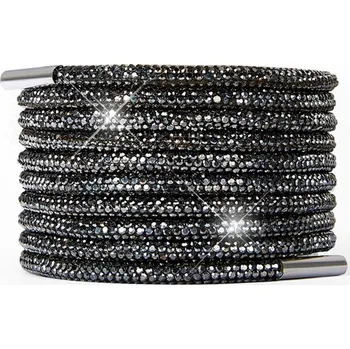 Tkaničky do bot Štrasové tkaničky do bot nebo do mikiny, jeden pár - Černo stříbrné, 100 cm