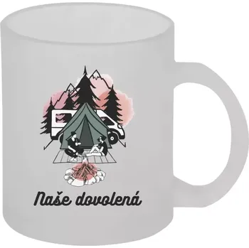 Hrnek 330 ml - skleněný matný Camp, naše dovolená