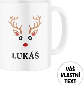 Keramický hrnek s potiskem Vánoční sobík - bílý se jménem