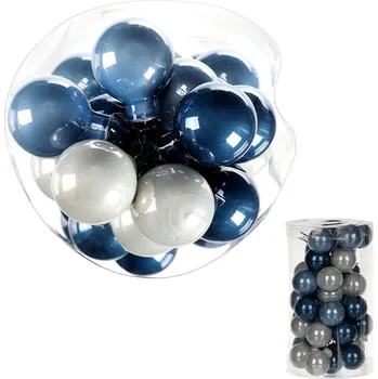 Vánoční dekorace Autronic Ozdoby skleněné na drátku, modro-bílé barvy, pr.2.5cm, cena za 1 balení(36ks) - VAK108-2,5