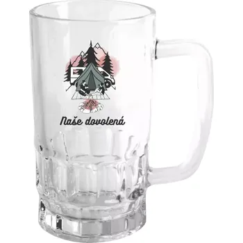 Sklenice Půllitr pro karavanisty - Camp, naše dovolená - čirý