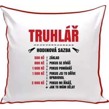 Polštář Polštář barevný 32x32 cm Hodinová sazba - truhlář