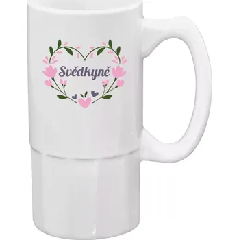 Sklenice Půllitr pro svědkyni - Svědkyně - srdce s lístečky - 500 ml