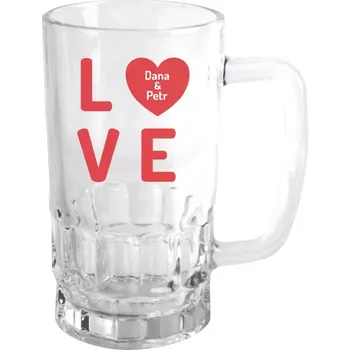 Sklenice Půllitr pro páry - Love se jmény - čirý