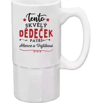 Sklenice Půllitr bílý vysoký Tento skvělý dědeček patří