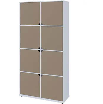 Šatní skříň KU6-10D L skříň vysoká 8-dveřová, 2053x1022x400, provedení levé, bílá sněžná/latte