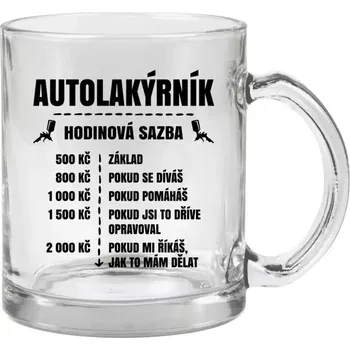 Hrnek 330 ml - skleněný Hodinová sazba - autolakýrník