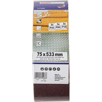 Brusný papír Craftomat Sada brusných pásů, 533 × 75 mm, zrnitost: 40, 80, 120, 9 ks 10466