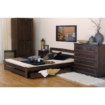 Postel Postel OAKLEY 120x200 cm s roštem, masiv borovice/moření ořech + vyzvednutí ZDARMA