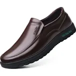 Pánské kožené polobotky s kovovým nápisem Barva: Hnědá, Velikost: 38