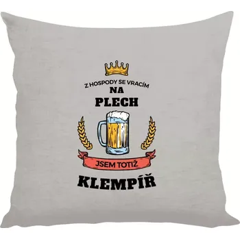 Polštář Polštář lněný 40x40 cm Z hospody se vracím - Klempíř