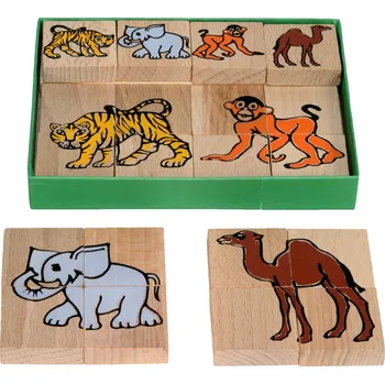 Dřevěná hračka Dřevěné puzzle Exotická zvířata