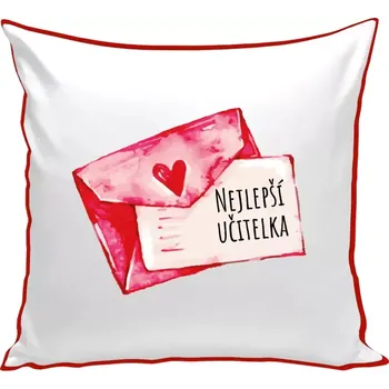 Polštář Polštář barevný 32x32 cm Nejlepší učitelka - přáníčko