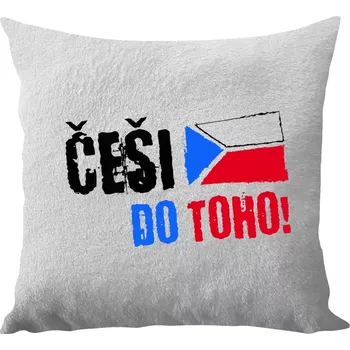 Polštář Polštář bílý 40x40 cm - dlouhý chlup Češi, do toho! - vlajka