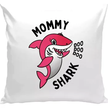 Polštář Polštář bílý 40x40 cm Mommy Shark