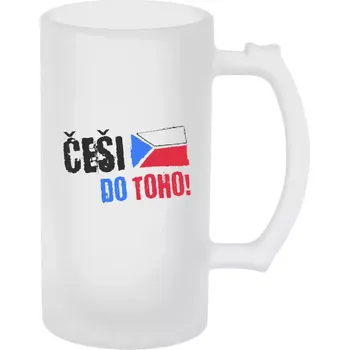 Sklenice Půllitr skleněný matný Češi, do toho! - vlajka