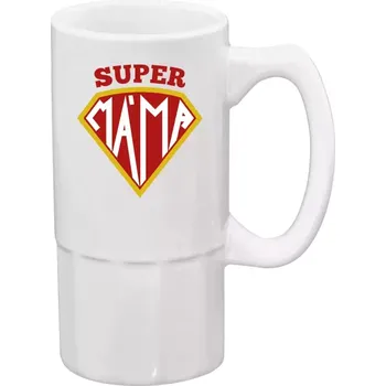 Sklenice Půllitr bílý vysoký Supermáma