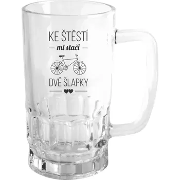 Sklenice Půllitr pro cyklisty - Ke štěstí mi stačí dvě šlapky - čirý