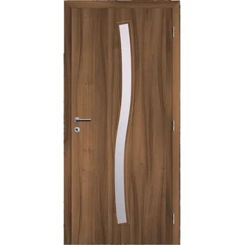 Interiérové dveře Solodoor Interiérové dveře Etta 1, 80 P, 850 × 1985 mm, fólie, pravé, ořech královský, prosklené 281010500821